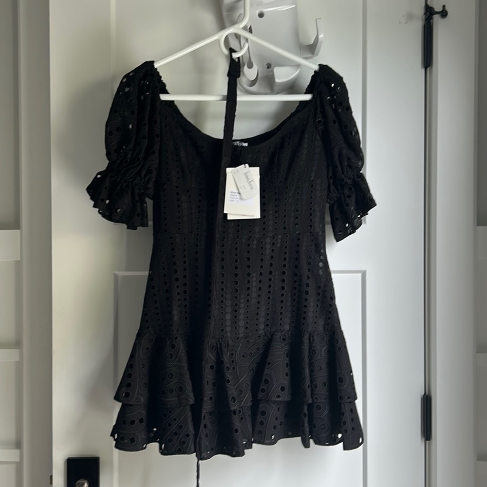 Charo Ruiz Black eyelet Jean dress SMALL new with tags